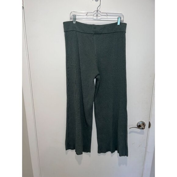 AERIE Womens Ribbed Knit Wide-Leg Pants XL Green - Picture 4 of 8
